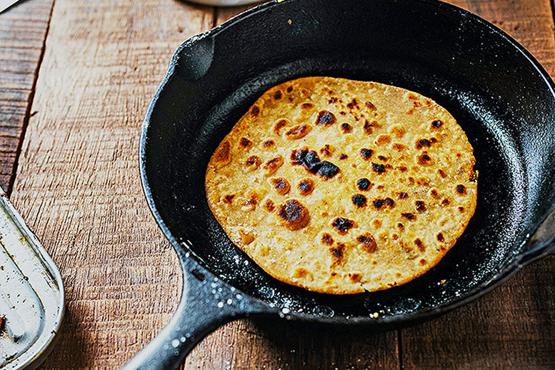 Paratha in a pan